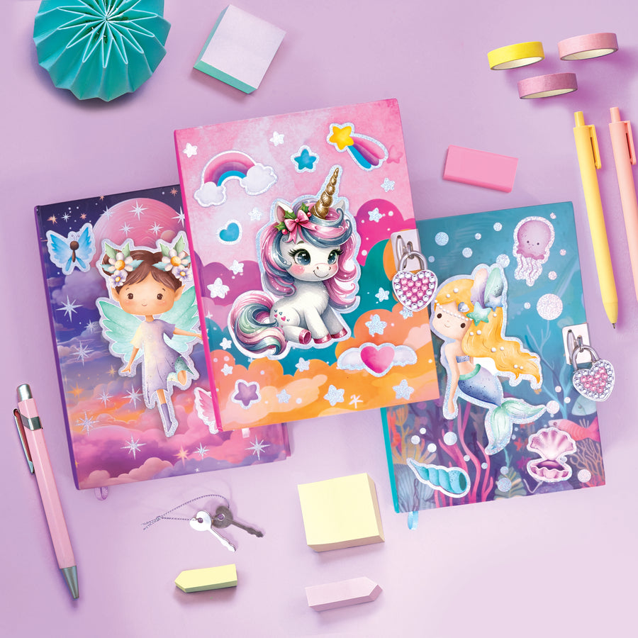Agenda secret enfant avec cadenas et clés, 300 pages, 3 modèles assortis — vue 1