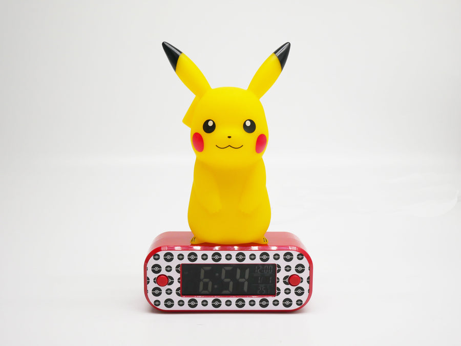 Réveil Pokémon Pikachu avec grand écran LCD et figurine Pikachu lumineuse sur socle