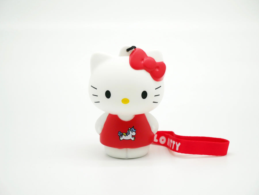 Veilleuse Hello Kitty en robe rouge motif licorne, lumineuse, avec dragonne
