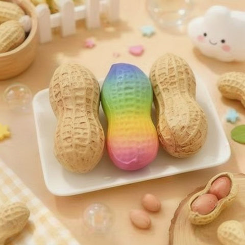 Pack de 3 Squishy anti-stress : Cacahuète, Tablette de chocolat et Plaquette de beurre